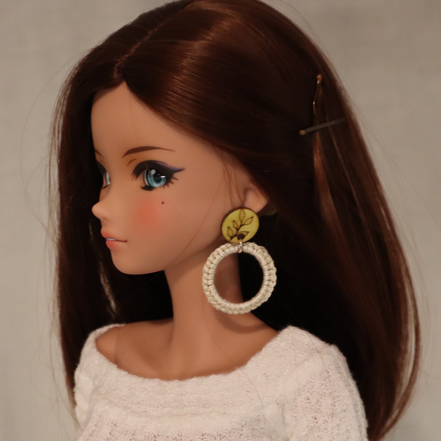 Crochet and Wood No-Hole Earrings (Choice of 3 styles)