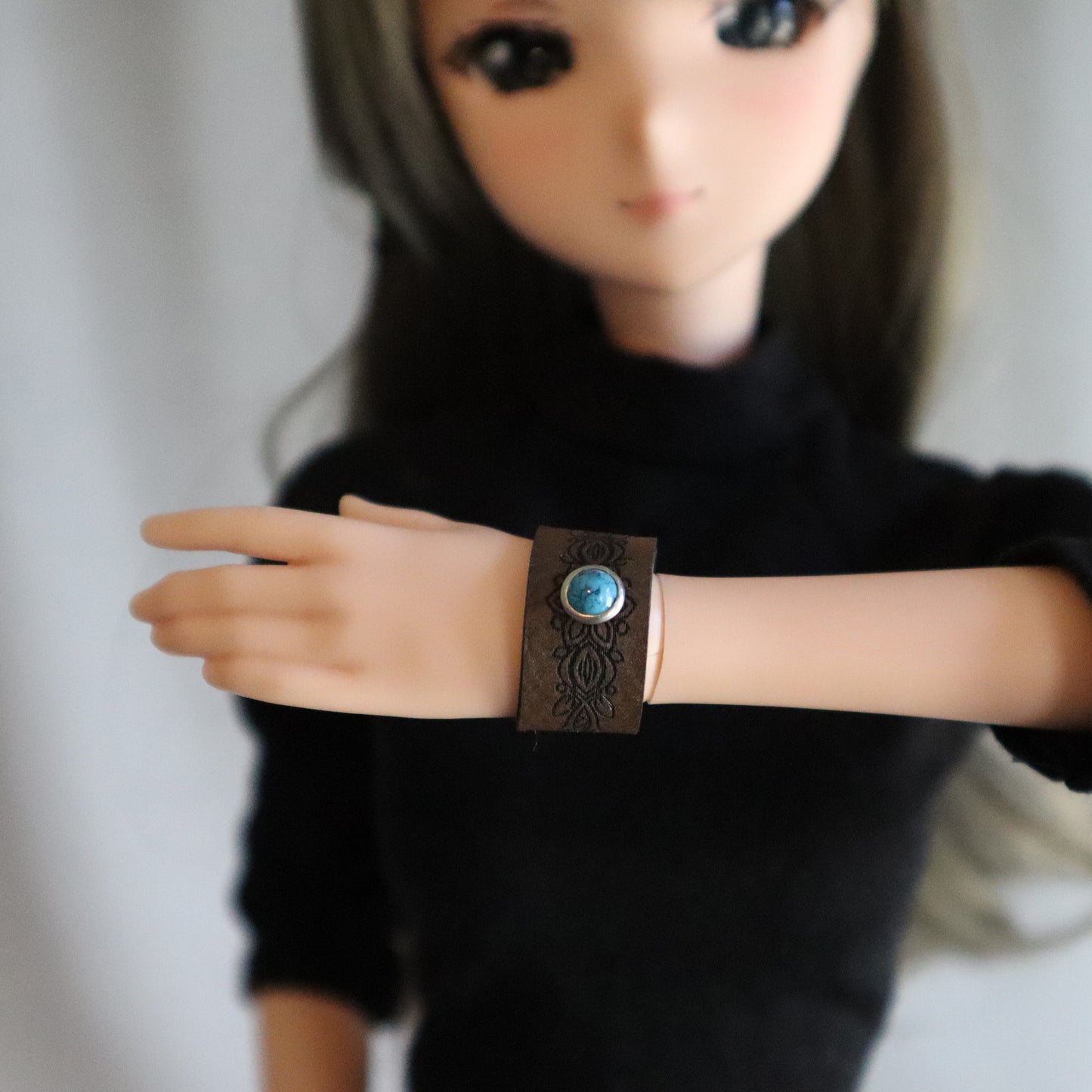 Bejeweled Leather Bracelet for Smartdolls - Rawhide or Dark Umber