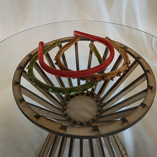 Velvet Headband Set Falling Leaves - metal headbands for 7-8 inch doll head