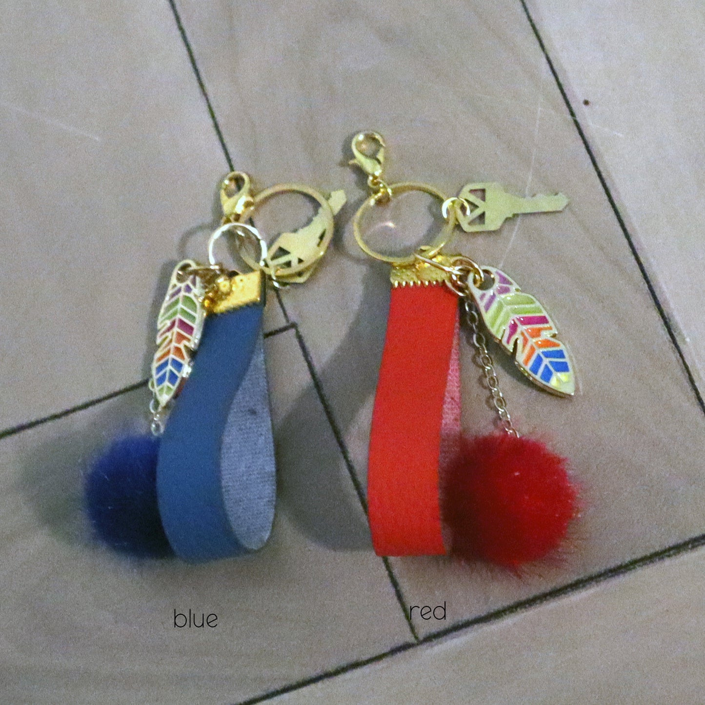 Feather and Faux Leather Purse Charms for 1/3 and 1/4 doll bags, purses and totes