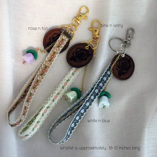 Floral Ribbon keychain or purse charm