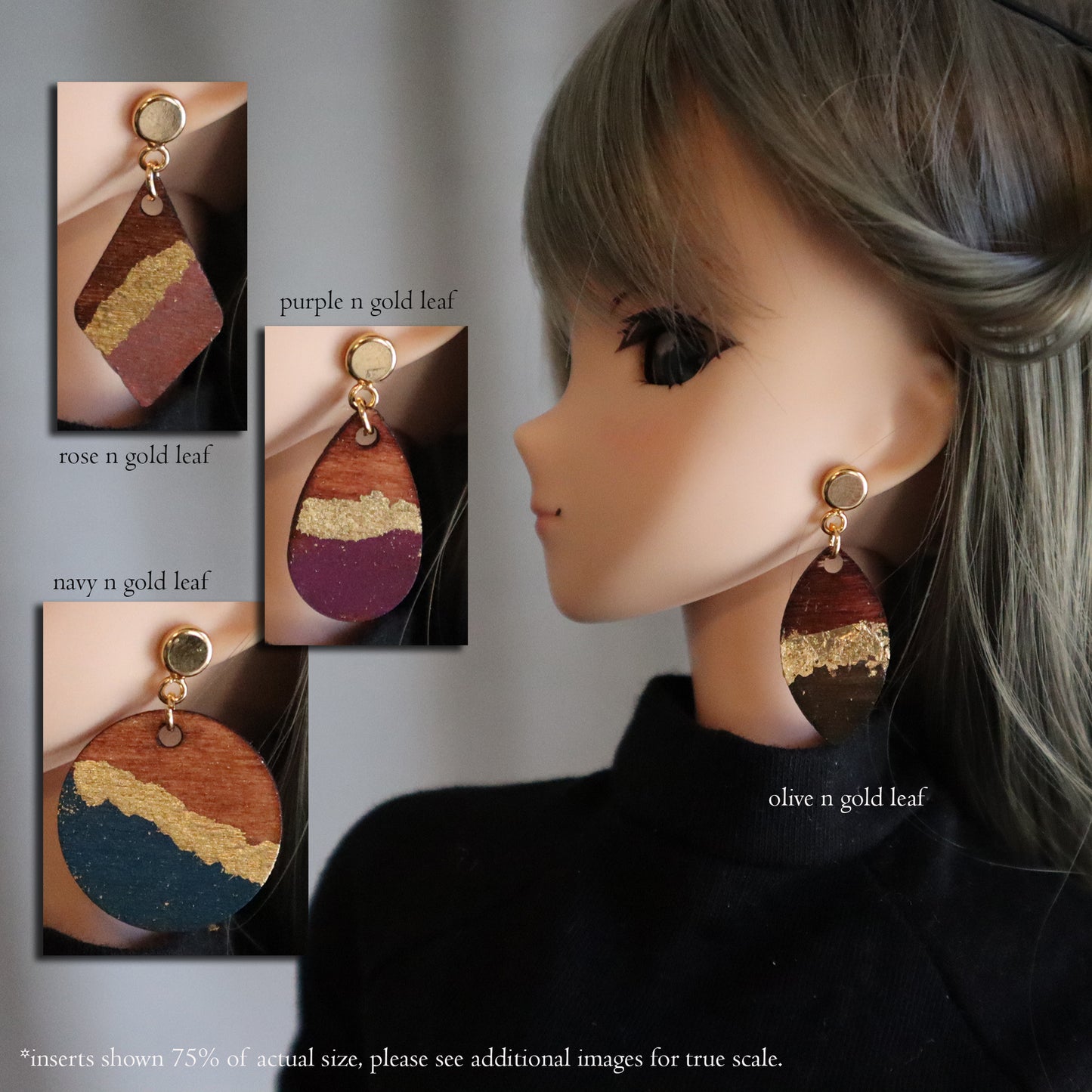 Painted Desert No-Hole Earrings for BJDs - 4 colors/shapes