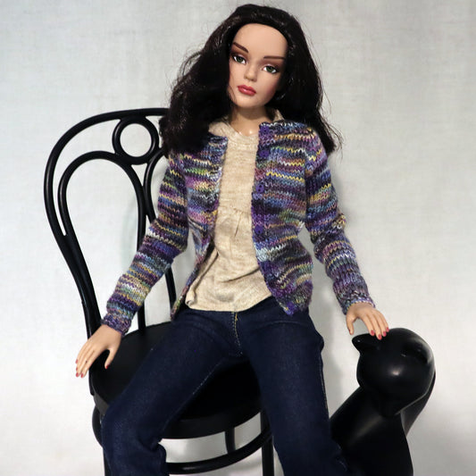 Purple Wool Cardi for 1/4 scale Fashion Dolls