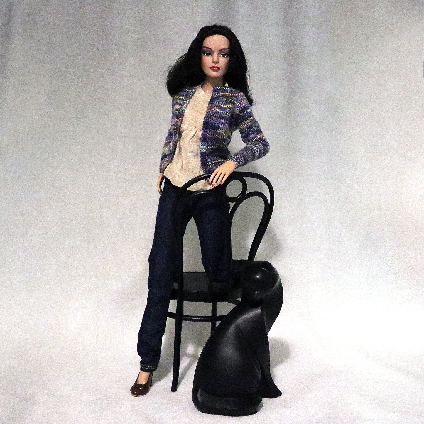 Purple Wool Cardi for 1/4 scale Fashion Dolls