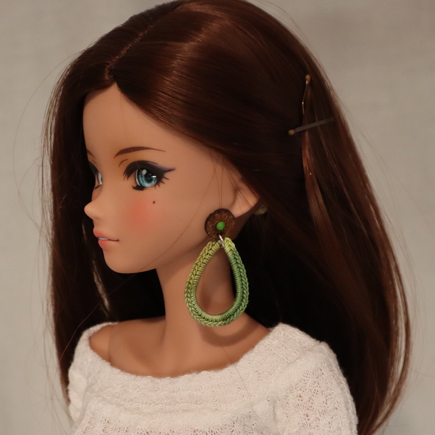 Crochet and Wood No-Hole Earrings (Choice of 3 styles)