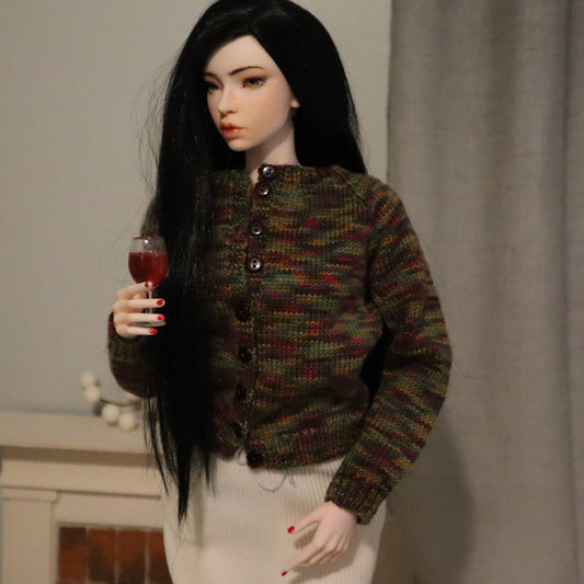 Jewel Tone Button Front Cardigan - Fits 63cm BJD, Smartdoll Classic, Pear