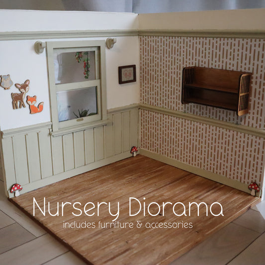 1:12 Woodland Themed Nursery Diorama with Furniture & Accessories