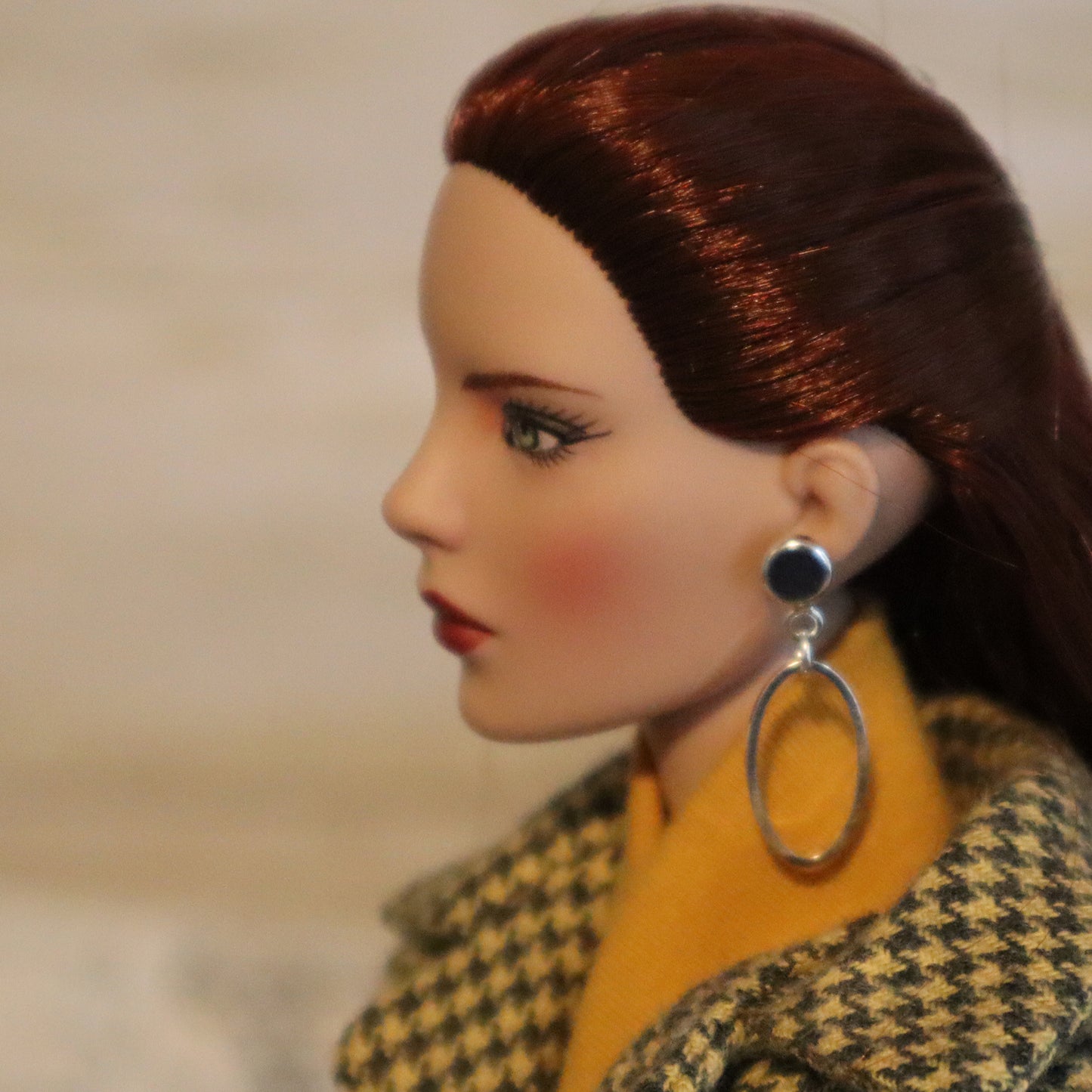 No-Hole Earring for Vinlyl Dolls - Mini Oval Hoops - Silver