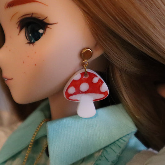 Large Mushroom No-Hole Earring for Vinyl BJDS