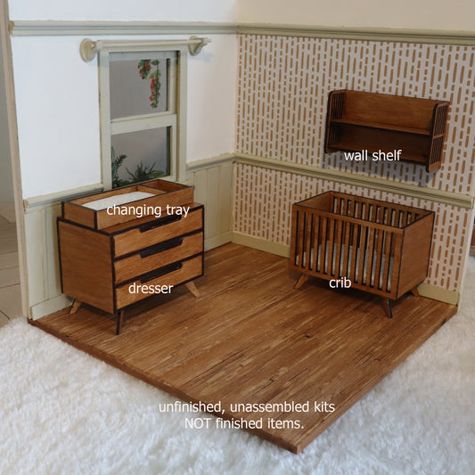 MCM Style Nursery Set 1:12 scale DIY Kits