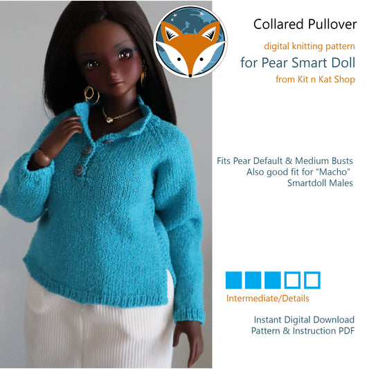 Digital Pattern for Pear Smartdoll - Collared Knitted Pullover