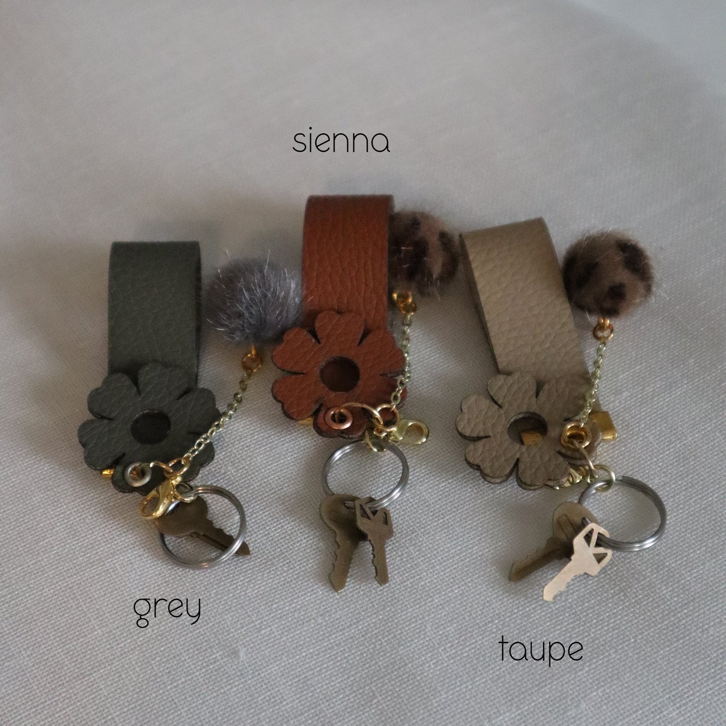 Poof n Leather Keychain or Purse Charm
