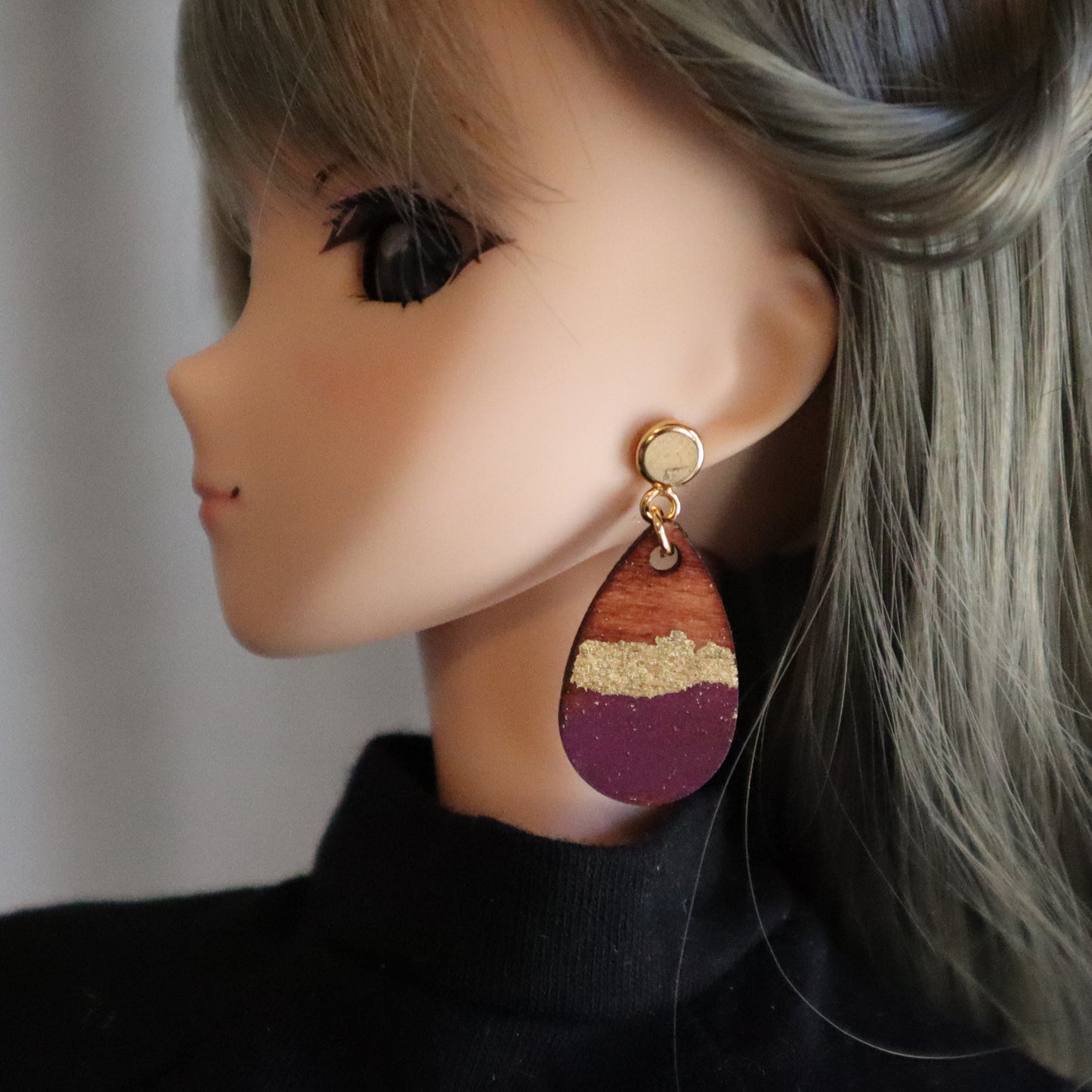 Painted Desert No-Hole Earrings for BJDs - 4 colors/shapes