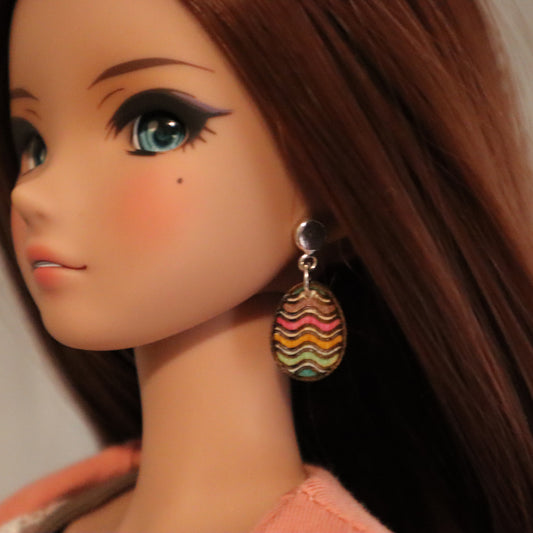 Rainbow Egg No-Hole Earrings for Vinyl BJD