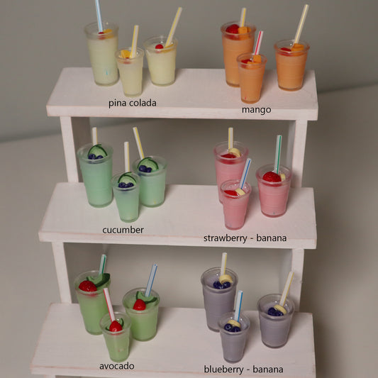 1/3 & 1/4 scale props for BJDs - To Go Cup - Smoothies - 3 sizes, 6 flavors