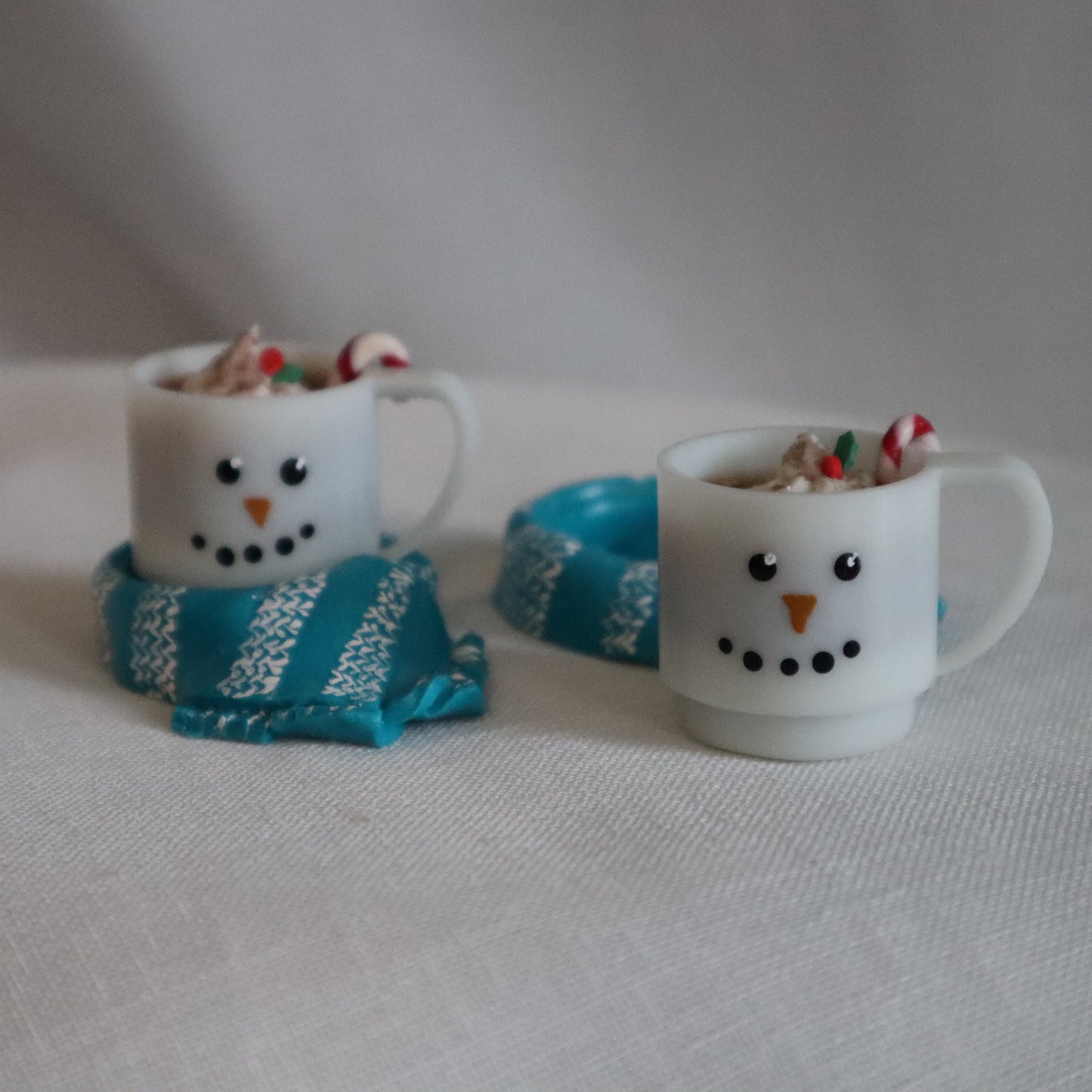 Handpainted Snowman Cocoa with Coaster set for BJDs 1/3 scale