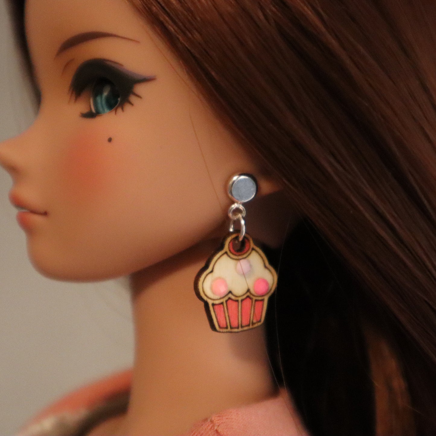 Sweet Cupcake No-Hole Earrings for Vinyl BJD