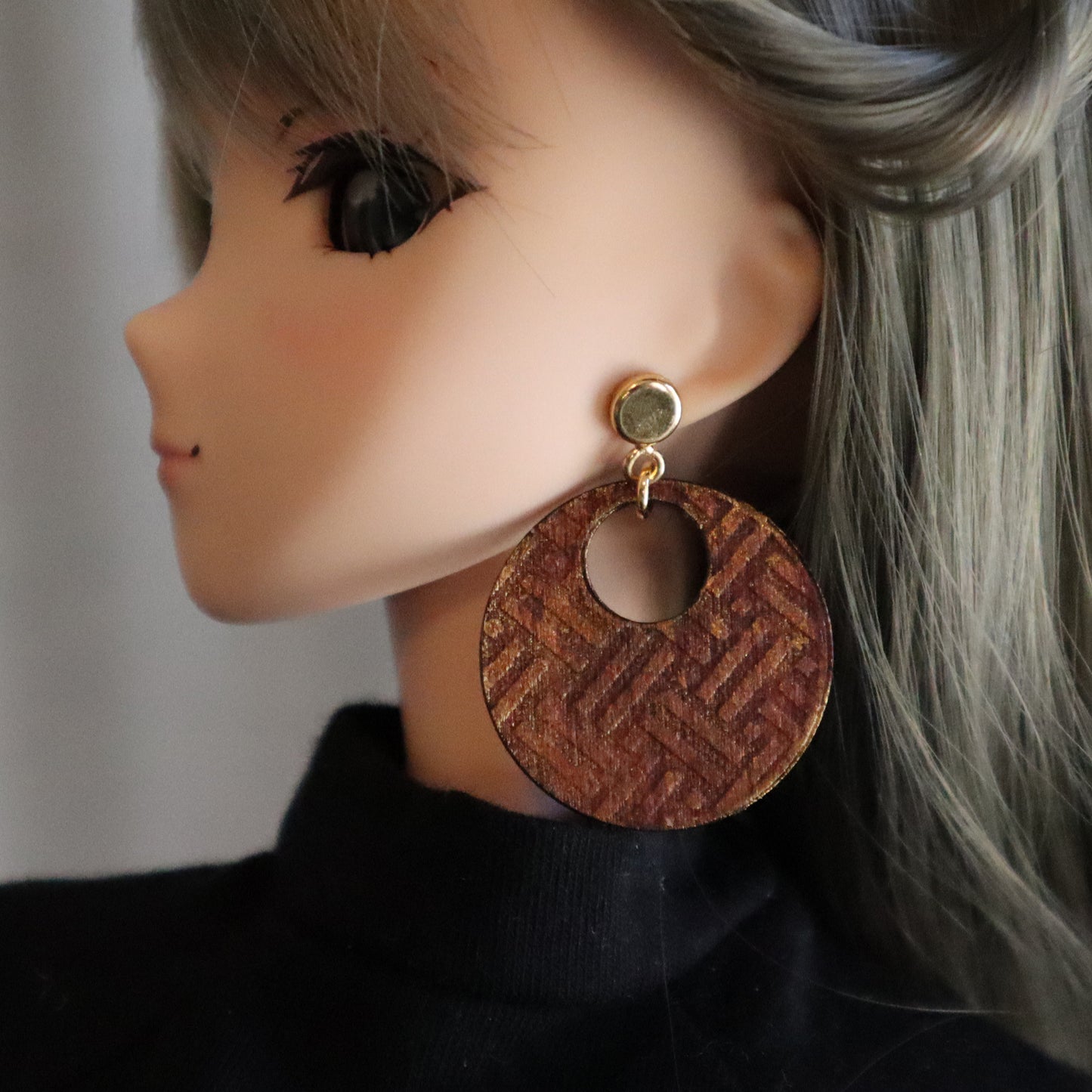 Woven Sun Disc No-Hole Earrings for BJDs