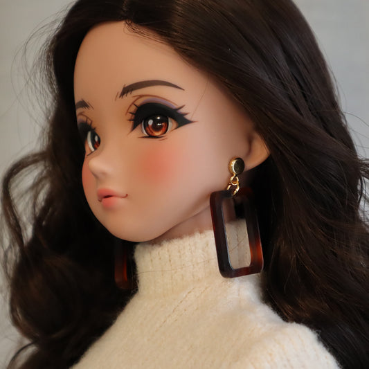 Faux Tortie Hoop No-Hole Earrings