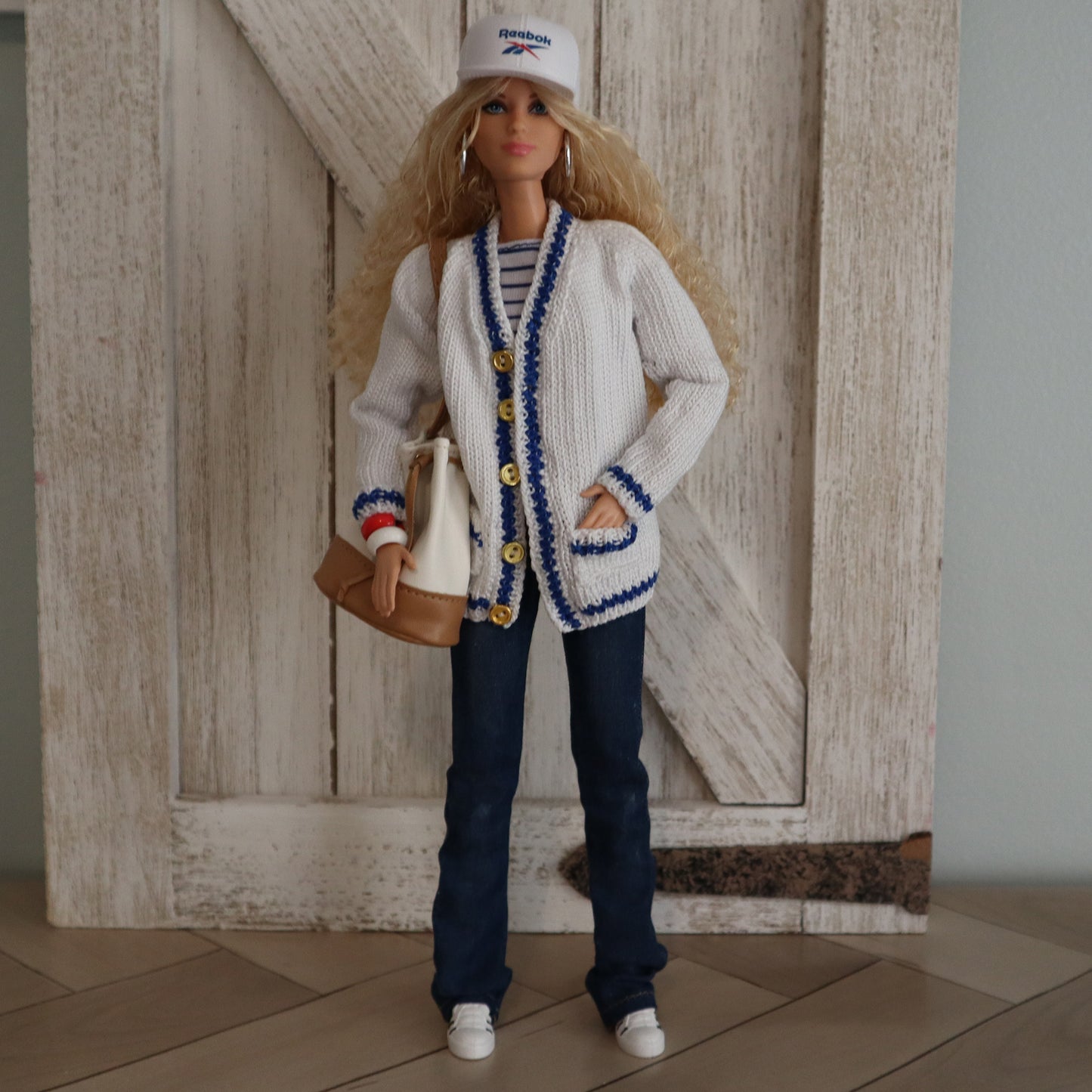 Digital Pattern for Knitted V-Neck Cardigan for 11.5-12 inch Fashion Dolls