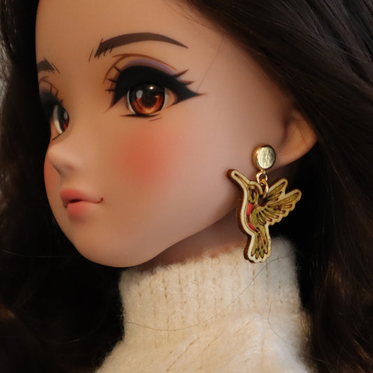 Hummingbird No-Hole Earrings for Vinyl BJD