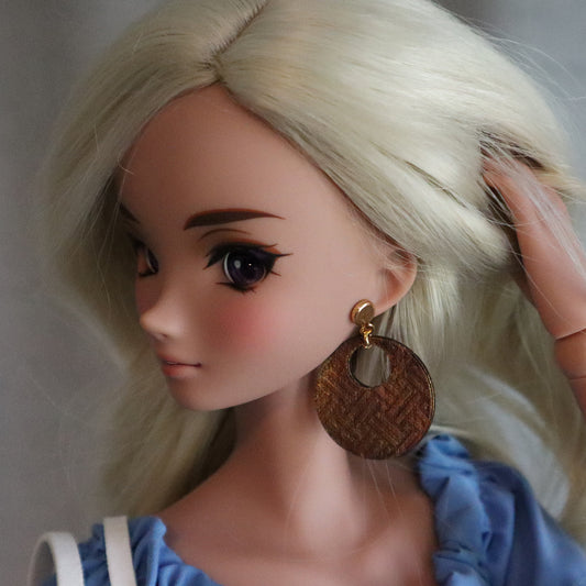 Woven Sun Disc No-Hole Earrings for BJDs