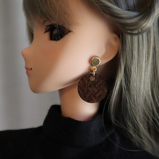 Basket Weave Disc No-Hole Earrings