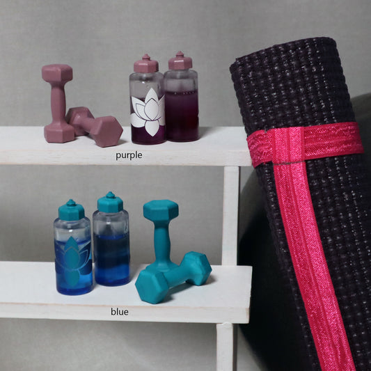 1/3 scale props for BJDs - Yoga Water Bottle & Weights