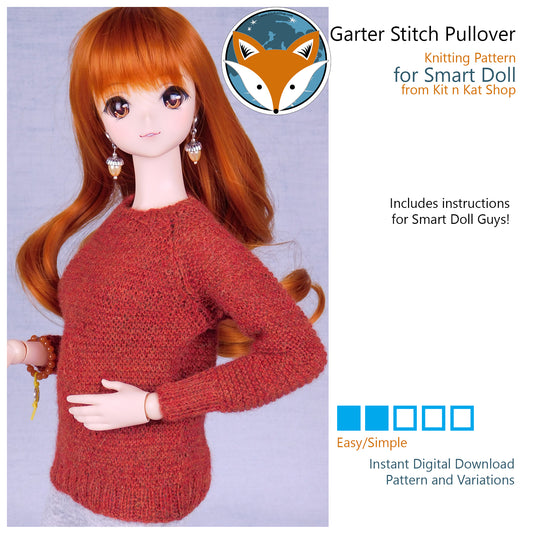 Pattern for Smart Doll Garter Stitch Pullover - Unisex