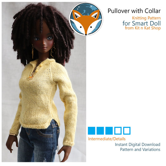 Pattern for Smart Doll Knit Collared Pullover Sweater