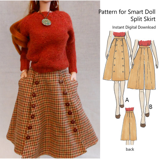 Split Skirt (or "secret pants) Pattern for Smartdoll