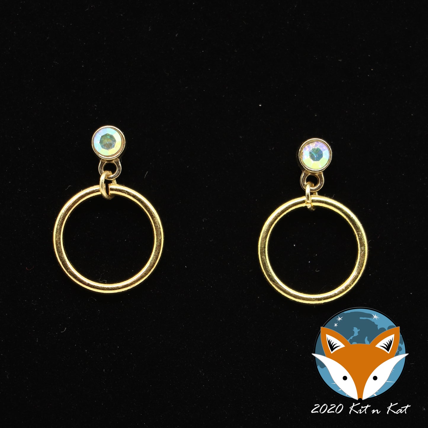 No-Hole Earring for Dolls  - Med. Crystal Accented Hoops (Silver or Gold)