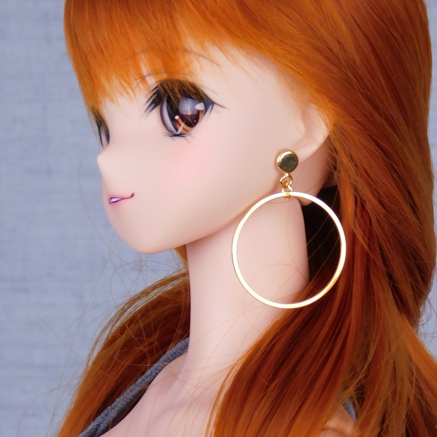 No-Hole Earring for Vinlyl Dolls - Round Hoops (Silver or Gold)