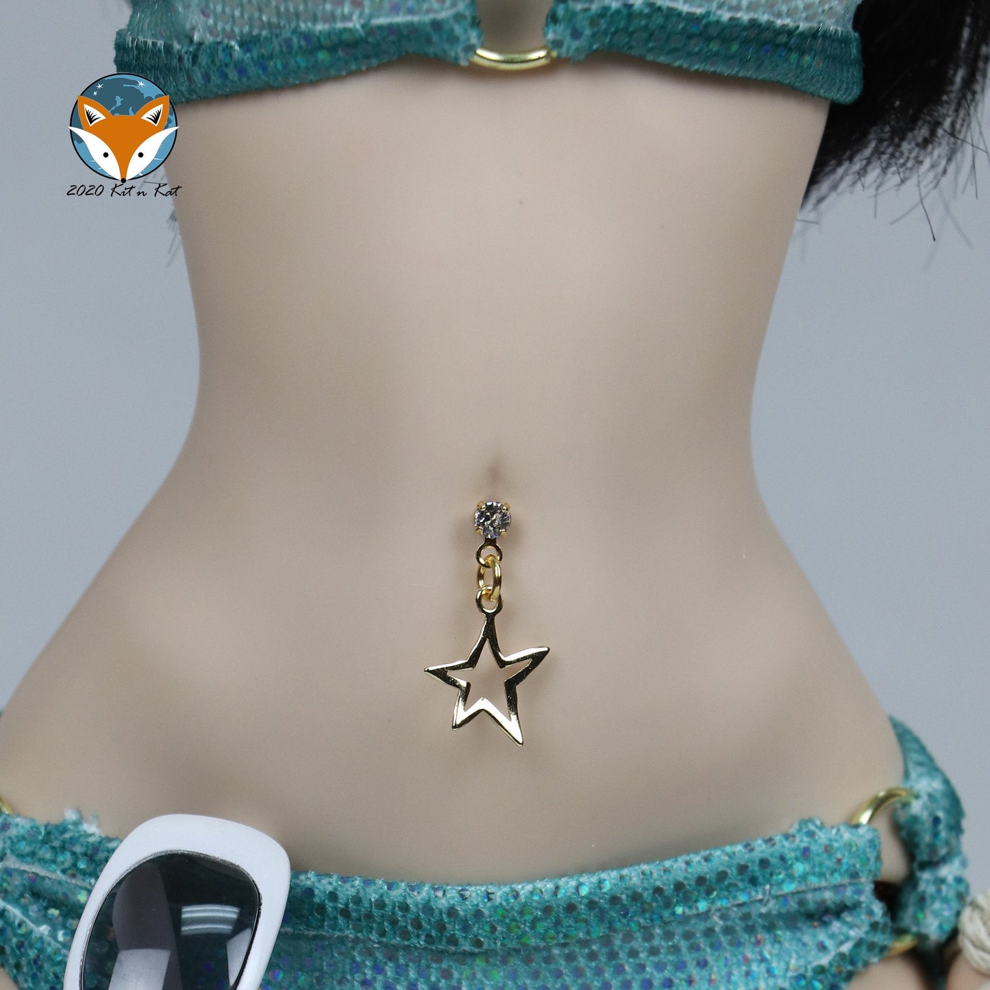 No-Hole Body Jewelry for Vinyl Dolls - Shaped Star in Gold, single