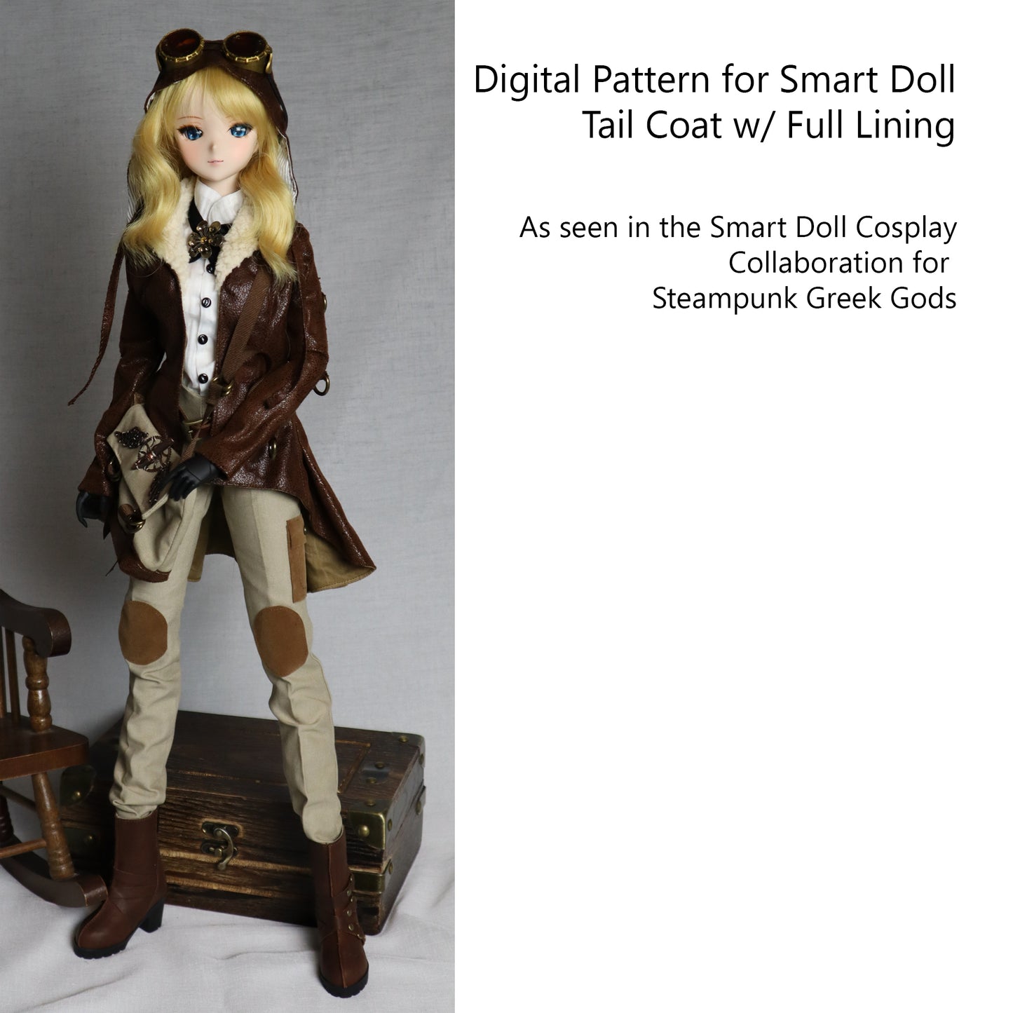Steampunk Inspired Tail Coat for Smart Doll Digital Pattern Download