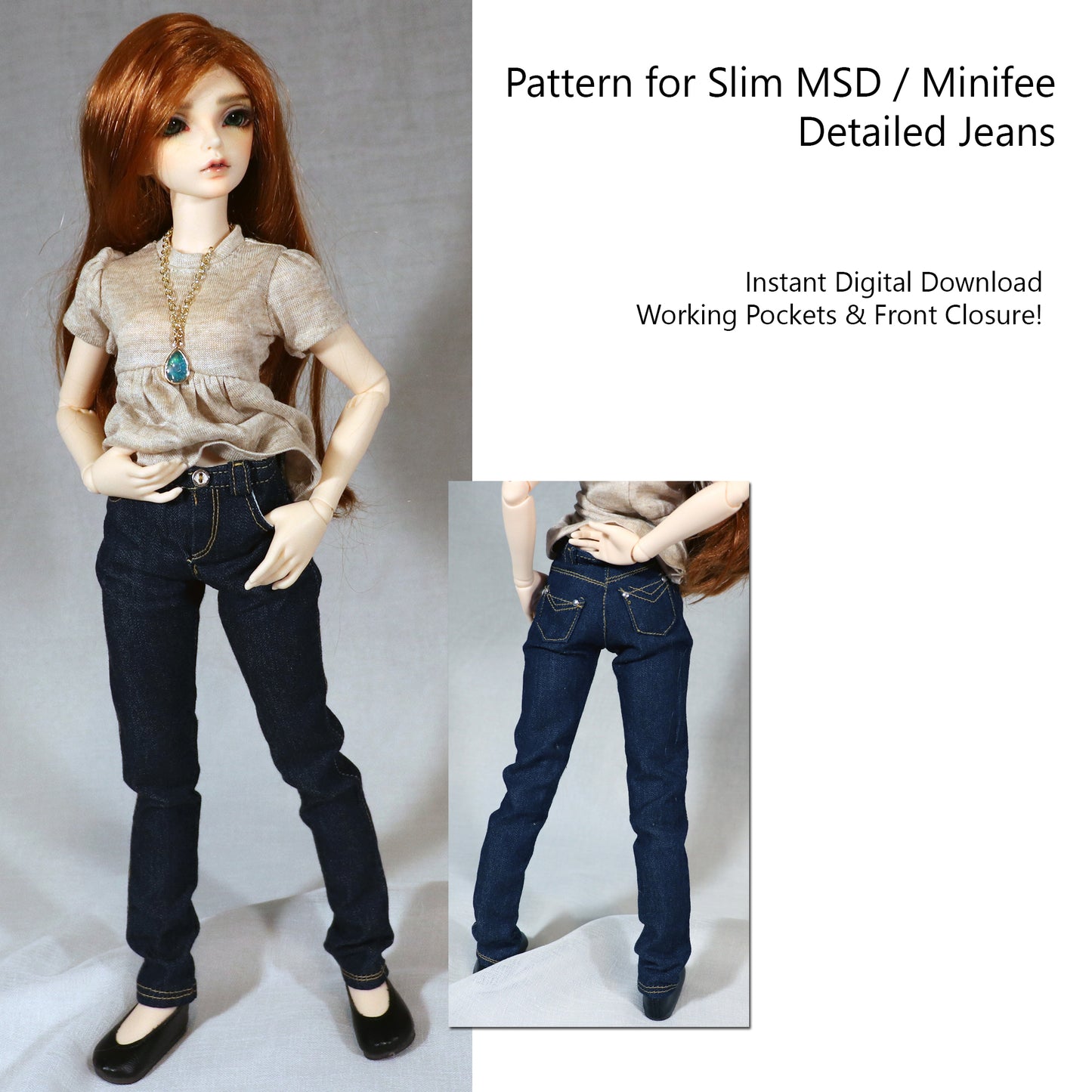 Digital Pattern for Jeans for Slim MSD or Minifee