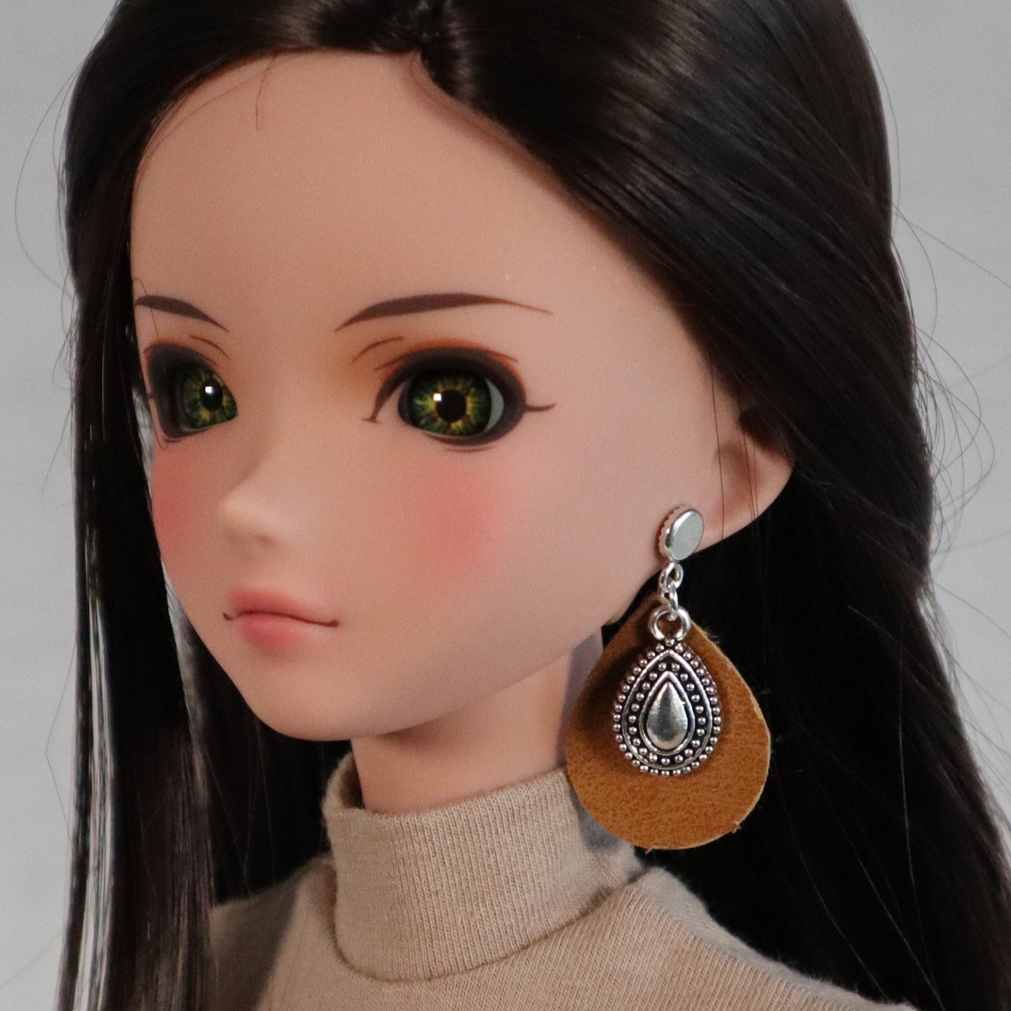 No-Hole Earring for Vinyl Dolls - Concho & Leather (5 Color Choices)