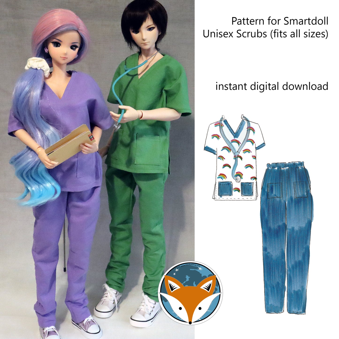 Digital Pattern for Smart Doll Scrubs - Unisex