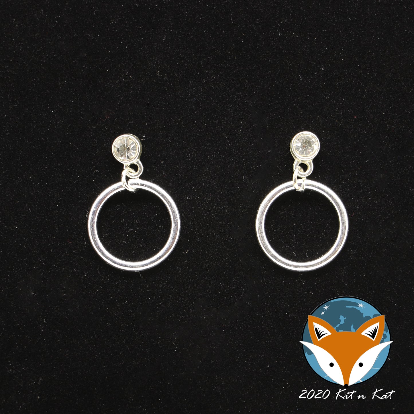 No-Hole Earring for Dolls  - Med. Crystal Accented Hoops (Silver or Gold)