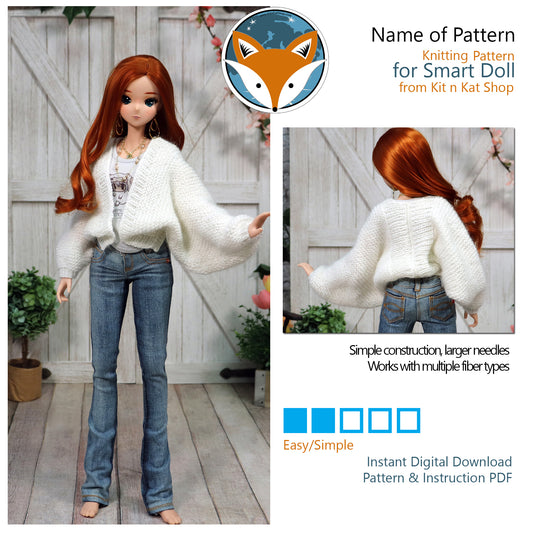 Pattern for Smart Doll Easy Knit Butterfly Shrug