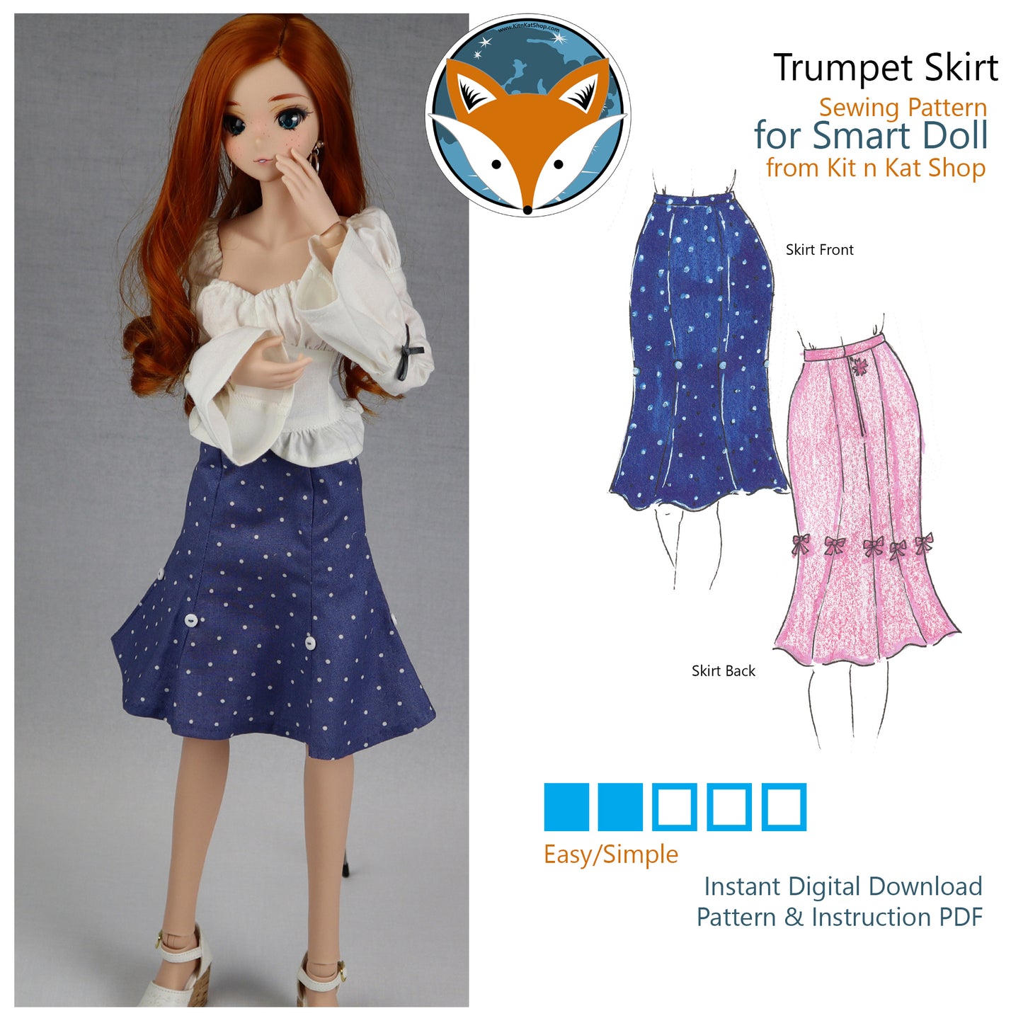 Digital Pattern for Smart Doll Trumpet Skirt
