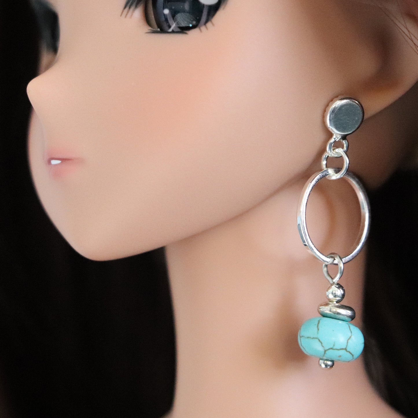No-Hole Earring for Vinyl Dolls  - Cushioned Hoops (6 color choices)