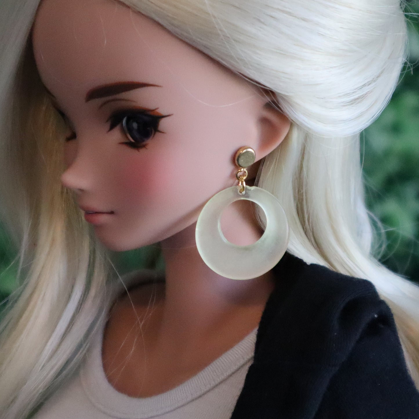 No-Hole Earrings for Vinyl Dolls - Vintage Yellow Hoops